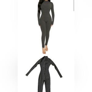 Naked Wardrobe The NW All Body Ribbed Jumpsuit Gray Size M